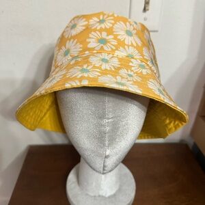 Bucket Hat yellow floral reversible bucket hat one size hat new